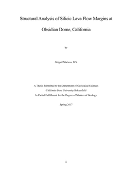 Structural Analysis of Silicic Lava Flow Margins at Obsidian Dome, California