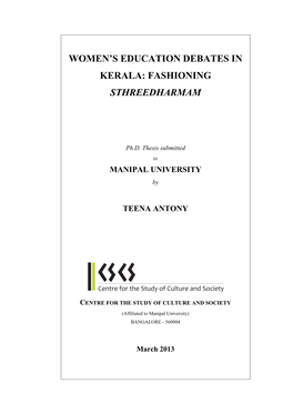 Women's Education Debates in Kerala