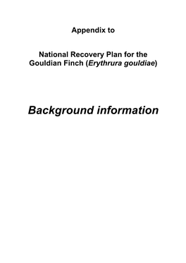Appendix to National Recovery Plan for the Gouldian Finch (Erythrura