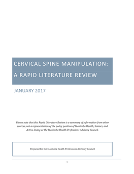 Cervical Spine Manipulation: a Rapid Literature Review