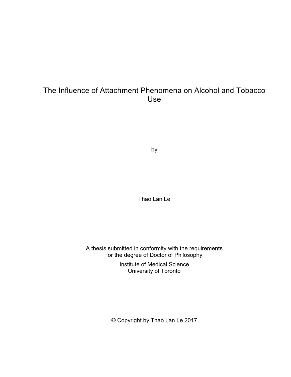 The Influence of Attachment Phenomena on Alcohol and Tobacco Use