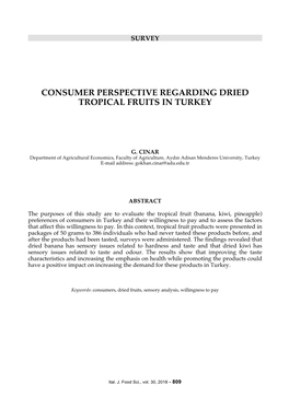 Consumer Perspective Regarding Dried Tropical Fruits in Turkey