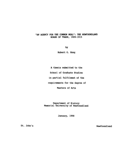 St. John's Robert G. Hong a Thesis Submitted T O the School Of