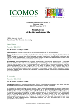 Resolutions of the General Assembly
