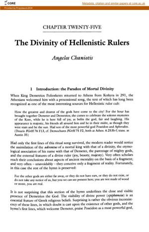 The Divinity of Hellenistic Rulers