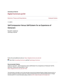 Self-Compassion Versus Self-Esteem for an Experience of Ostracism
