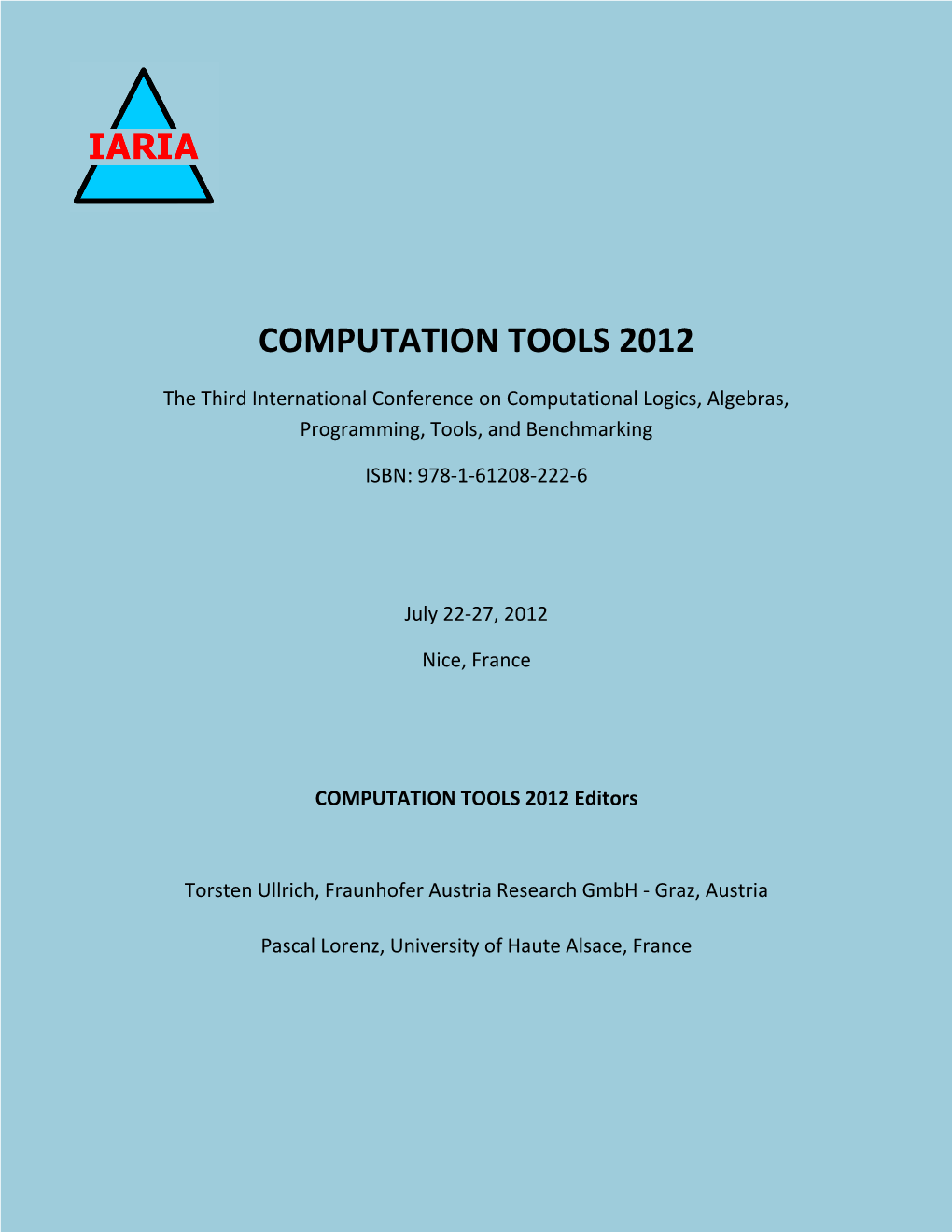 COMPUTATION TOOLS 2012 Proceedings