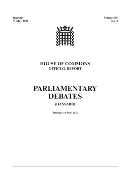 House of Commons Official Report Parliamentary Debates
