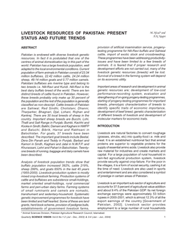 Livestock Resources of Pakistan: Present M