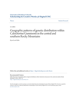 Geographic Patterns of Genetic Distribution Within Calochortus Gunnisonii in the Central and Southern Rocky Mountains Ryan Scott Ulf Ler