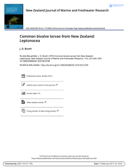 Common Bivalve Larvae from New Zealand: Leptonacea