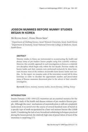 Joseon Mummies Before Mummy Studies Began in Korea