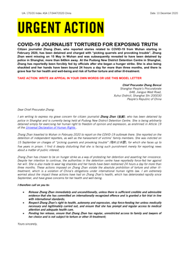 China: Covid-19 Journalist Tortured for Exposing