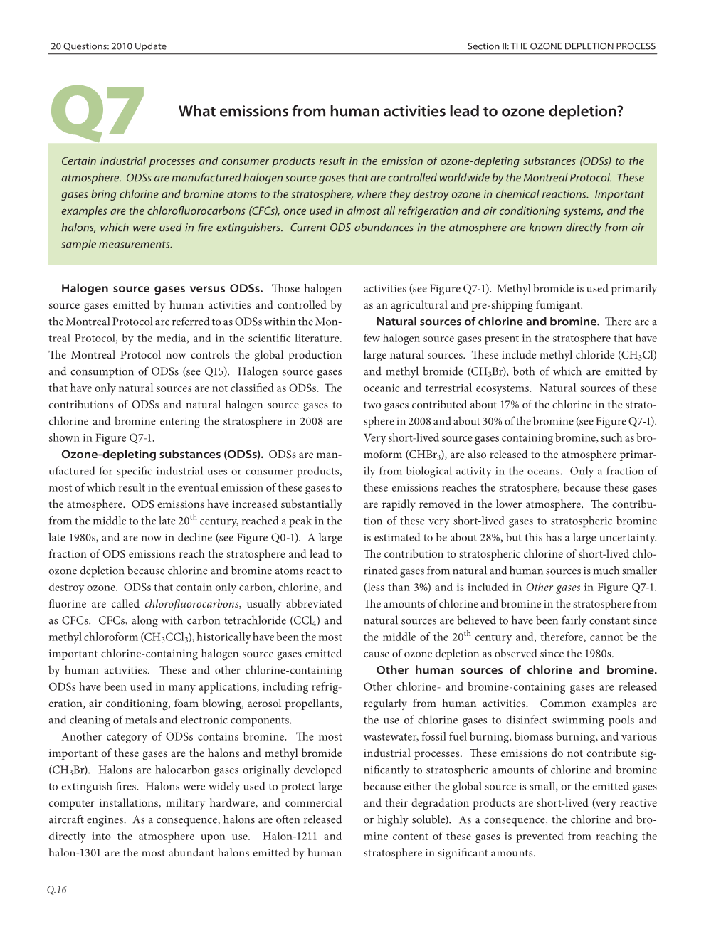 Q7 What Emissions from Human Activities Lead to Ozone Depletion?
