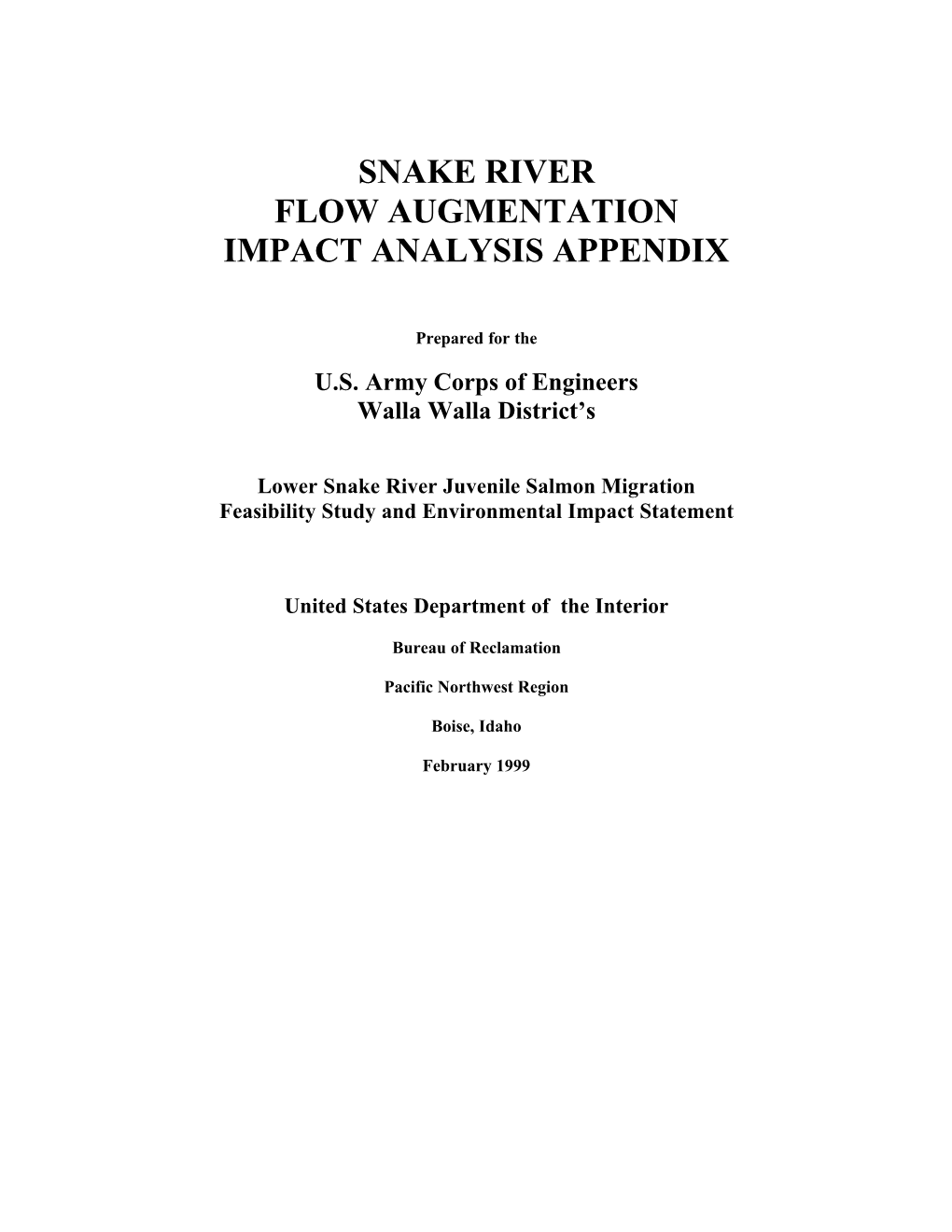 Snake River Flow Augmentation Impact Analysis Appendix