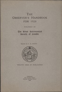 The Observer's Handbook for 1920