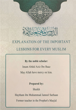 Important Lessons for Every Muslim by Sh. Ibn Baaz