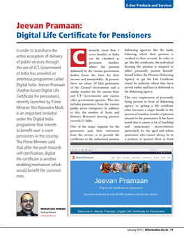 Jeevan Pramaan: Digital Life Certificate for Pensioners