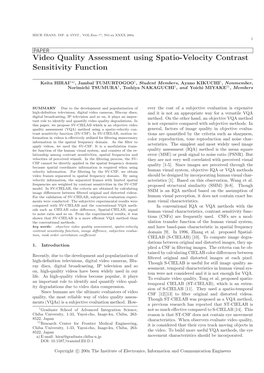 Video Quality Assessment Using Spatio-Velocity Contrast Sensitivity Function