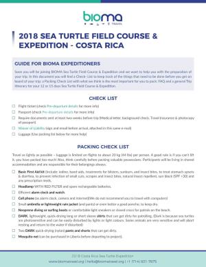 2018 Sea Turtle Field Course & Expedition
