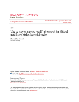 The Search for Elfland in Folklore of the Scottish Border Marvin Elroy Howard Iowa State University