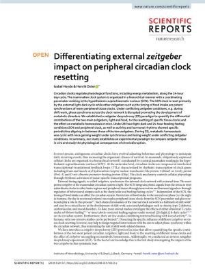 Differentiating External Zeitgeber Impact on Peripheral Circadian