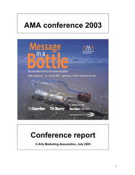 Conference Report AMA Conference 2003 Conference Report