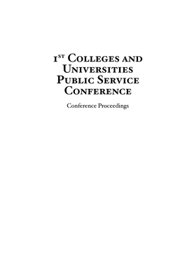 1St Colleges and Universities Public Service Conference Conference Proceedings