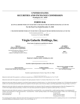 Virgin Galactic Holdings, Inc