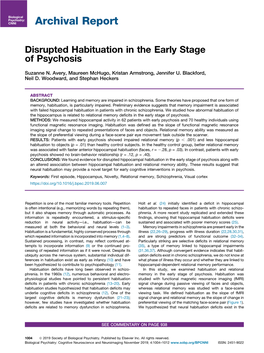 Disrupted Habituation in the Early Stage of Psychosis