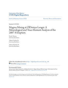 Magma Mixing at Oldoinyo Lengai: a Mineralogical and Trace Element Analysis of the 2007-8 Eruption