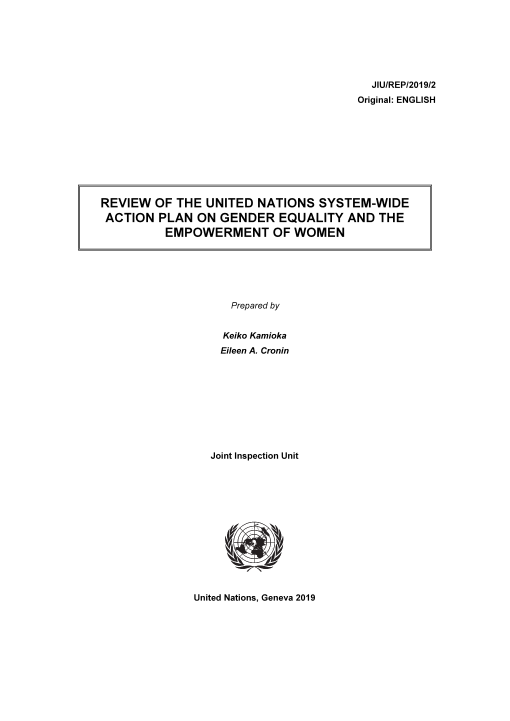 Review Of The United Nations System Wide Action Plan On Gender Equality