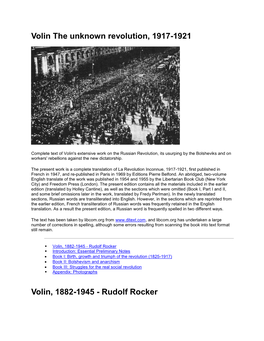 Volin the Unknown Revolution, 1917-1921