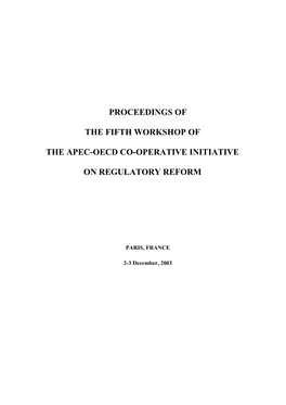 Proceedings of the Fifth Workshop of the Apec-Oecd