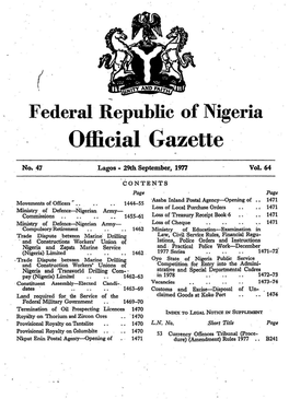 Federal Republic of Nigeria - Official Gazette