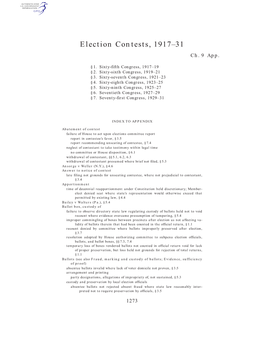 Election Contests, 1917–31 Ch