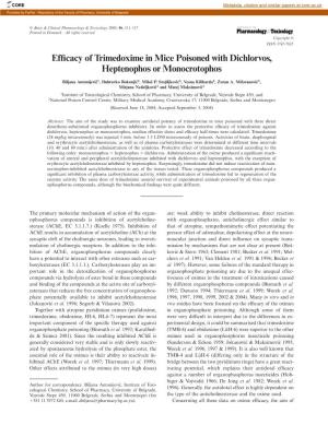 Efficacy of Trimedoxime in Mice Poisoned with Dichlorvos, Heptenophos Or Monocrotophos