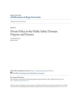 Private Police in the Public Safety Domain: Purpose and Practice Carl Dwain Terry Regis University