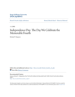 Independence Day: the Ad Y We Celebrate the Memorable Fourth Richard V
