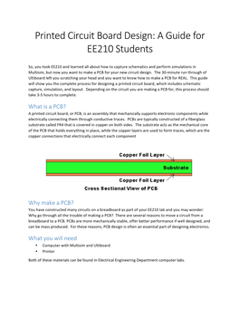 Printed Circuit Board Design: a Guide for EE210 Students