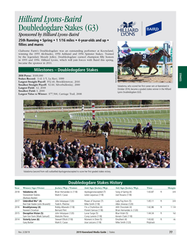 Hilliard Lyons-Baird Doubledogdare Stakes (G3) Sponsored by Hilliard Lyons-Baird 25Th Running • Spring • 1 1/16 Miles • 4-Year-Olds and up • Fillies and Mares