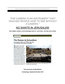 No Saints in Jerusalem