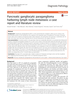 Pancreatic Gangliocytic Paraganglioma Harboring Lymph