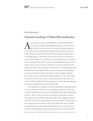 Clement Greenberg: a Political Reconsideration