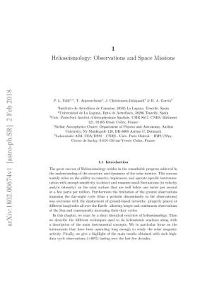 1 Helioseismology: Observations and Space Missions
