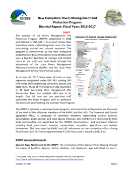 New Hampshire Rivers Management and Protection Program Biennial Report: Fiscal Years 2016-2017