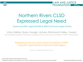 Northern Rivers CLSD Expressed Legal Need
