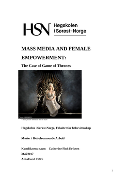 MASS MEDIA and FEMALE EMPOWERMENT: the Case of Game of Thrones