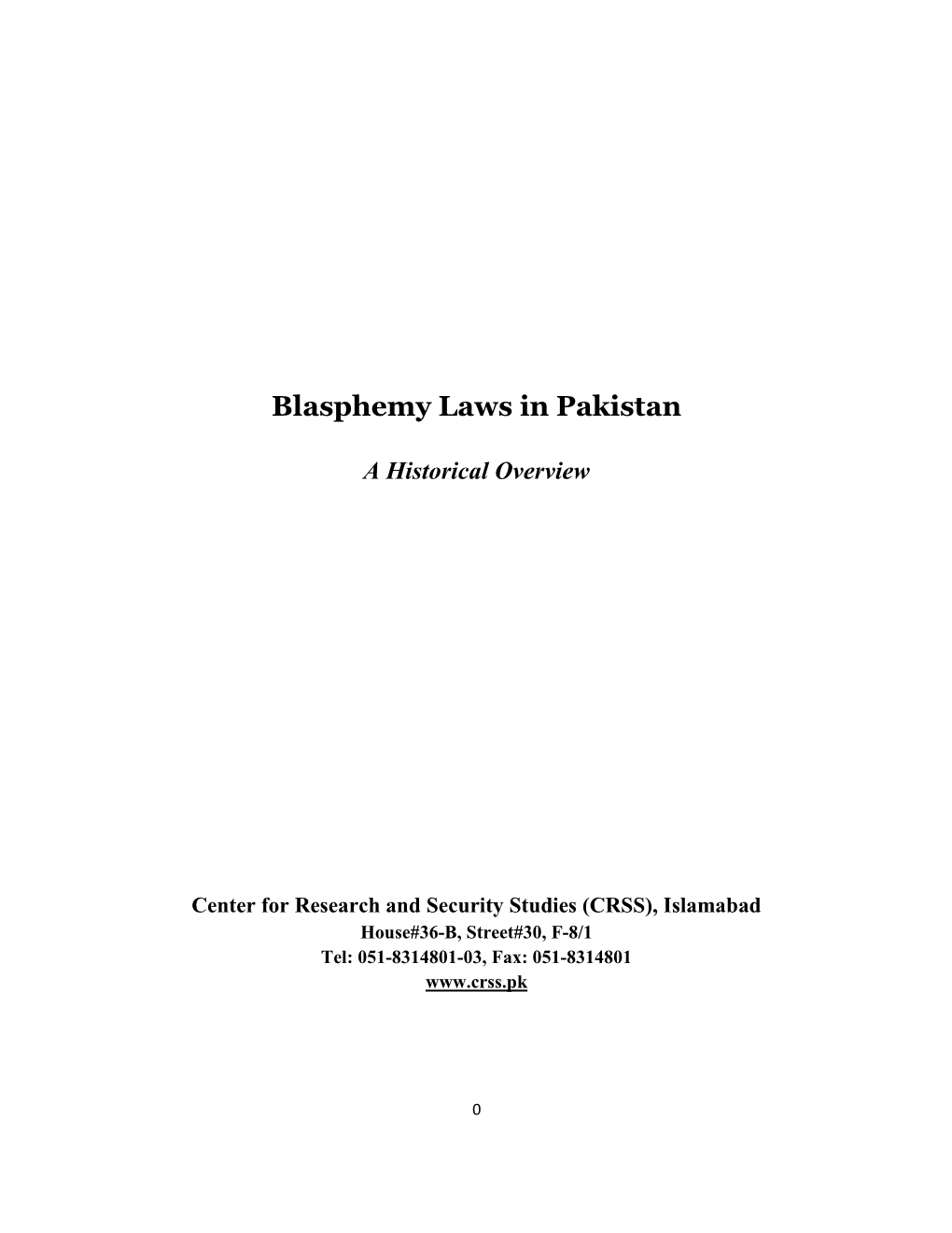 Blasphemy Laws in Pakistan