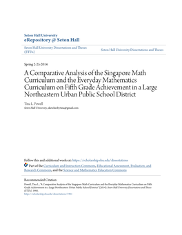 A Comparative Analysis of the Singapore Math Curriculum and The
